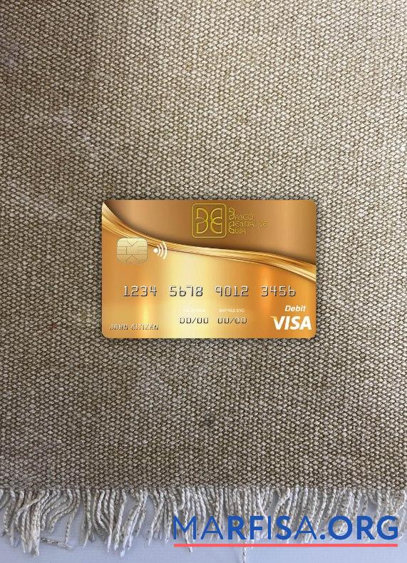 Realistic Cuba Nacional bank visa card photolook front template